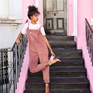 Lucy & Yak Dungaree: Organic Corduroy UK20 / US 16 Long, Dusty Pink